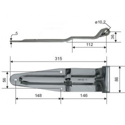 Zawias drzwi tylnych L-315 mm ocynk, 11-114