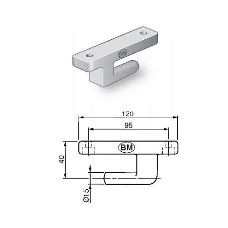 Zawias burty aluminiowej 120 mm, 13-448-02